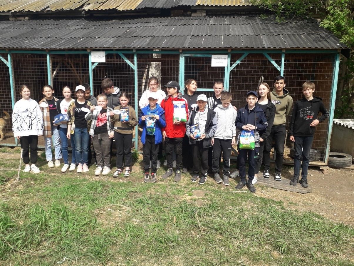 Иске Иштирәк мәктәбенең «Яшь эколог», «Яшь урманчылар» түгәрәкләренә йөрүчеләр караучысыз калган этләр янында булдылар