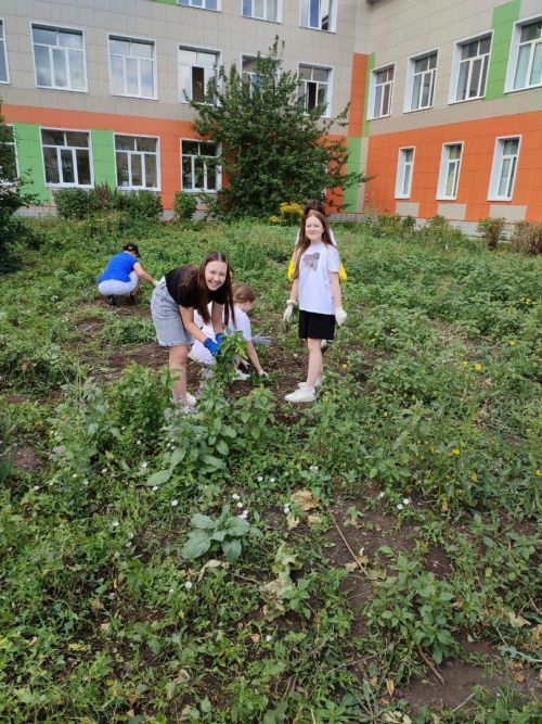 Лениногорск мәктәп яны участокларында җәй дәвамында эшләр бара