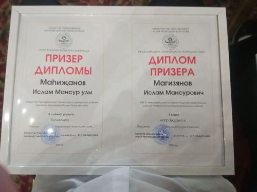 Кирлегәч авылы мәктәбе укучысы Ислам - татар теленнән халыкара олимпиада призеры
